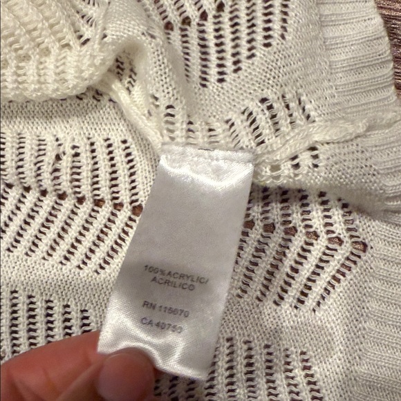 Large Nina Leonard Cream Colored Short Sleeve Cardigan - Picture 5 of 8